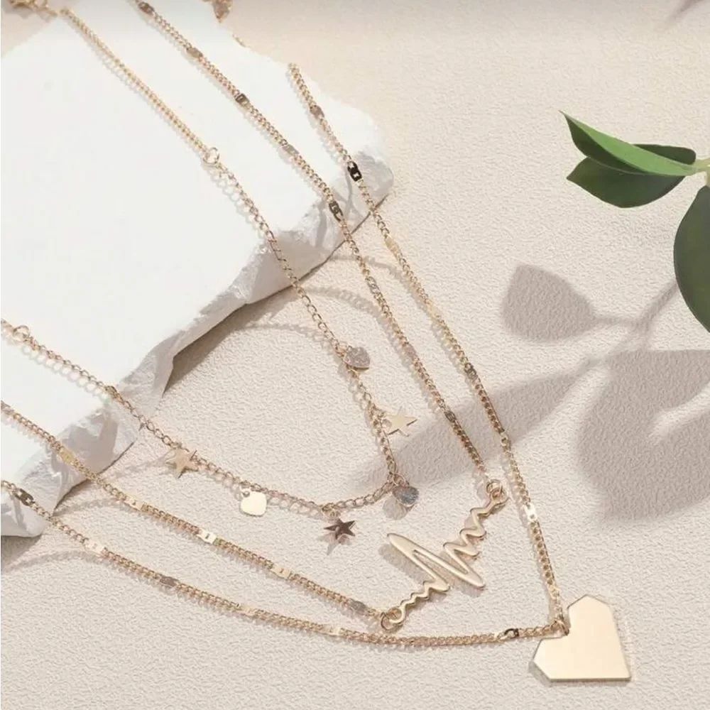 Gold Layered Necklace Set R203 - Picture 3 of 3